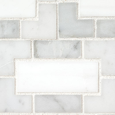 Calabria Frost Geometric 12 in. x 12 in. Polished Marble Mosaic Floor and Wall Tile