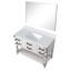 Meuble-lavabo simple en chêne blanc avec comptoir en quartz scellé fini à la main, 46 miroirs et cinq tiroirs à fermeture en douceur pour rangement, miroir, tablette ouverte