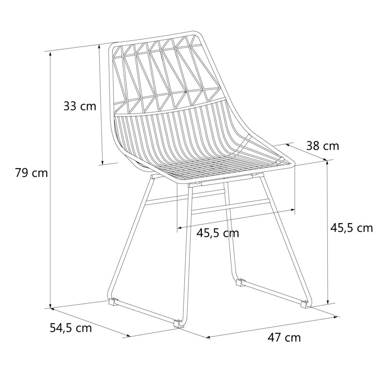 45.72cm H Metal Slat Back Side Chair, Black