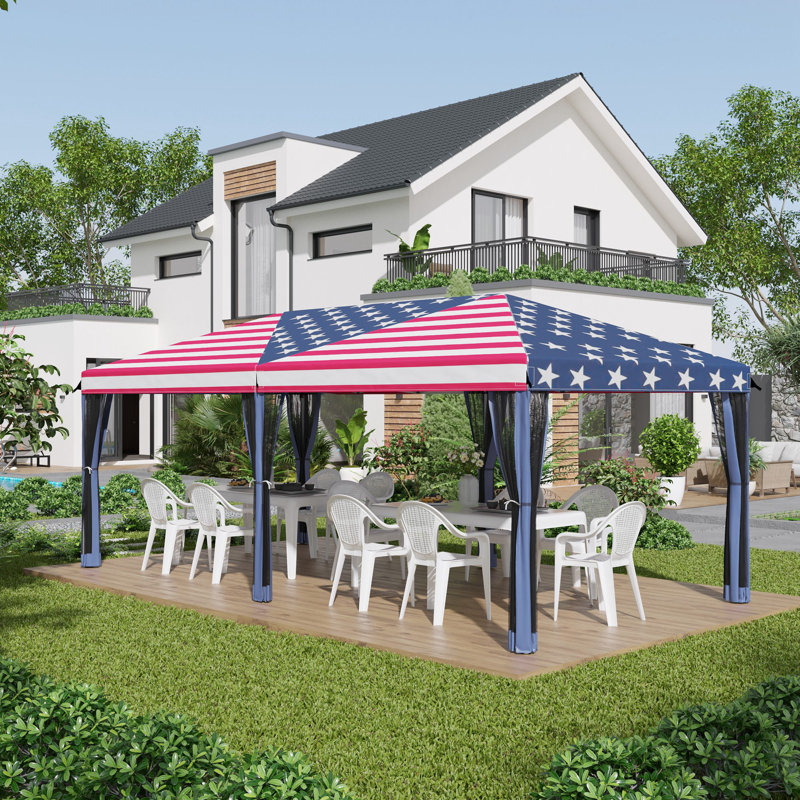 Auvent de mariage 10 'X 20' avec 6 parois latérales, drapeau américain
