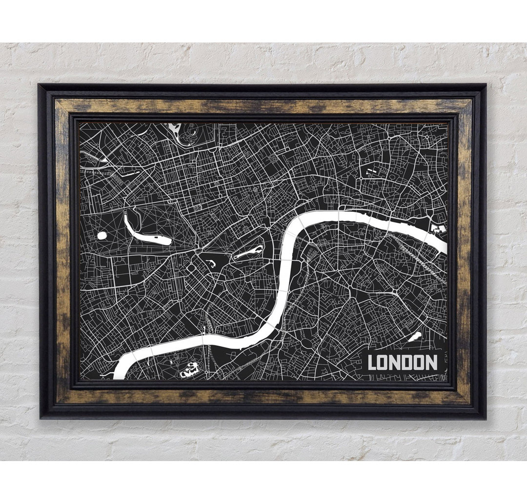 Die Karte von London Thames 3 - Einzelne Bilderrahmen Kunstdrucke