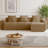 Streamlined Design Modular 3-Seater L-Shape Sectional Boneless Sofa with French Edge Piping, No Assembly Required Velvet Couch with Throw Pillows and Movable Ottoman-655254755