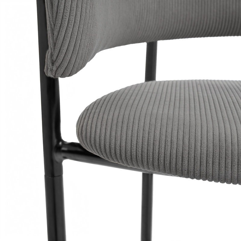 Chaise d'appoint de salle à manger moderne avec dossier ouvert en métal (ensemble de 2), Gris
