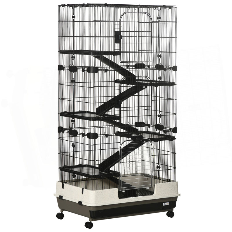 Cage pour petits animaux avec roulettes, cage à lapin portable à 6 niveaux