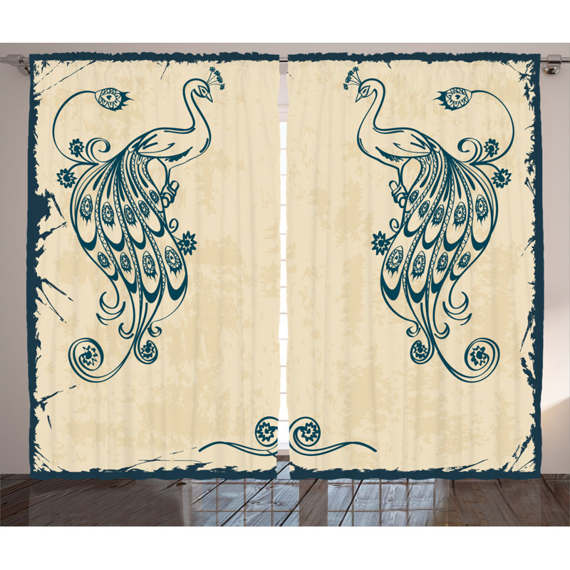 Peacock Semi-Sheer Rod Pocket Curtain Panels, 54" x 108"