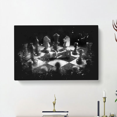 Chess Checkmate Paint Splash - Wrapped Canvas