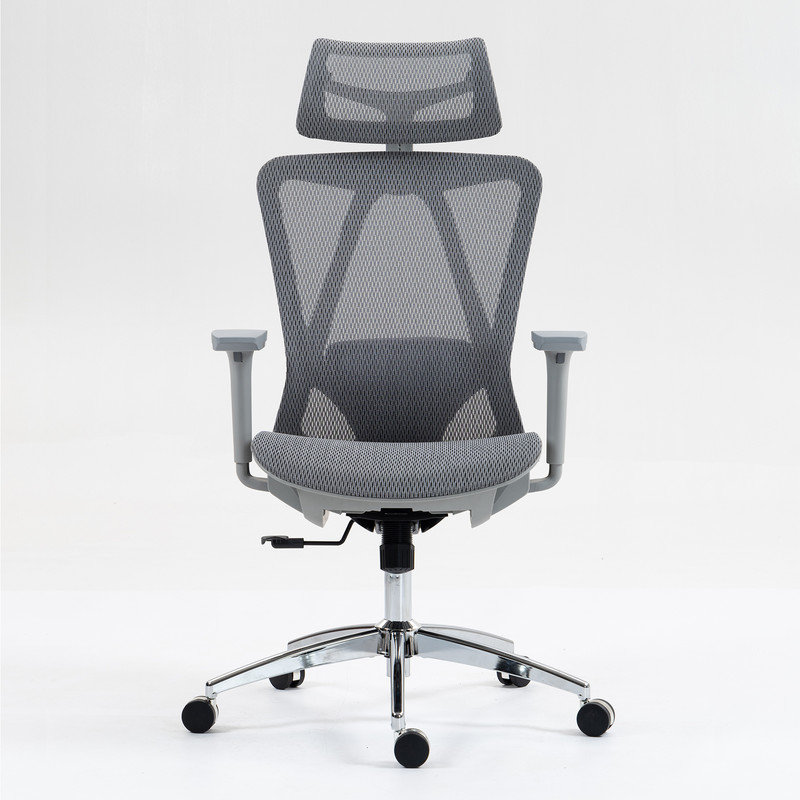 High Back Mesh Office Chair, Gray, Silver