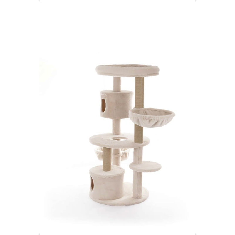 Gray Plush and Sisal 50" Multi-Level Cat Tree Tower