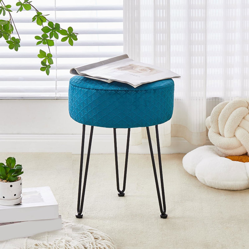 Vanity Accent Stool with Metal legs, Sarcelle