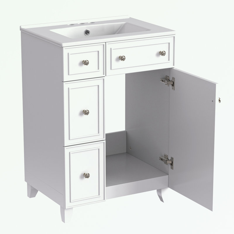 Madielyn 24'' Single Bathroom Vanity with Top, White, Silver