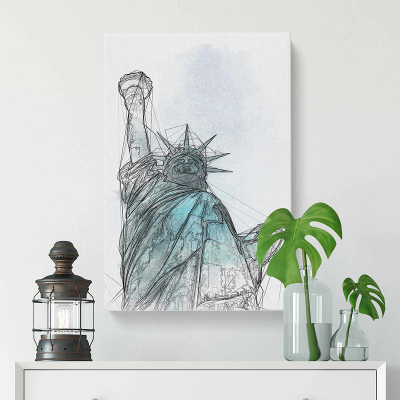 Beneath the Statue of Liberty in Abstract - Wrapped Canvas, 91cm H x 60cm W x 3cm D