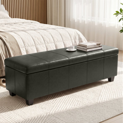 65" Storage Ottoman Bench,PU Leather Foot Rest Stool for Living Room,Entryway,Closet