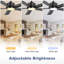 Grand ventilateur de plafond de 52 pouces avec ensemble d'éclairage et télécommande, moteur réversible à 6 vitesses CC, 3 lumières colorées, minuterie-1105368921-1092691707
