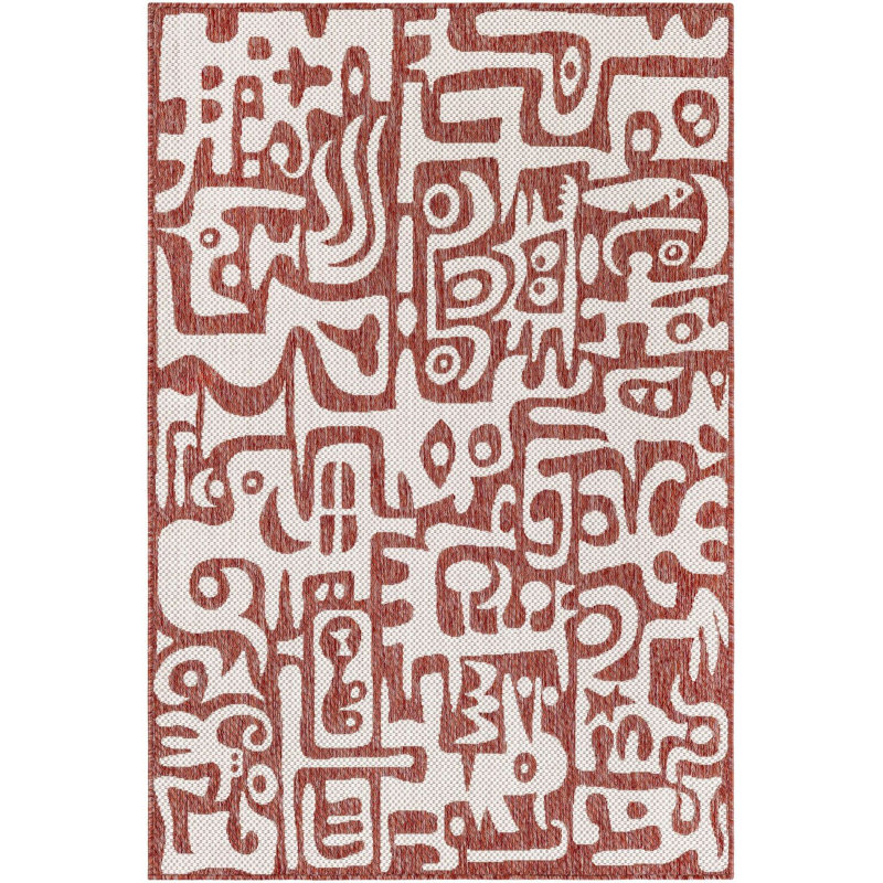 Tapis rouge rouille Aucun, Rectangle 4 pi 1 po x 6 pi 1 po