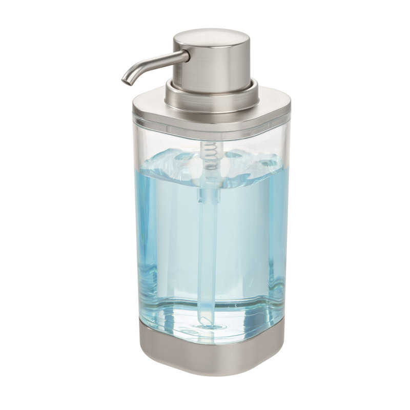iDesign Hand Soap Dispenser - Refillable Liquid Soap Dispenser, Clear/Brushed Nickel