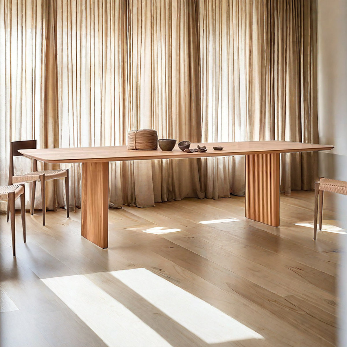 Latitude Run® 70.87" Light brown Solid Wood Rectangular Dining Table ...