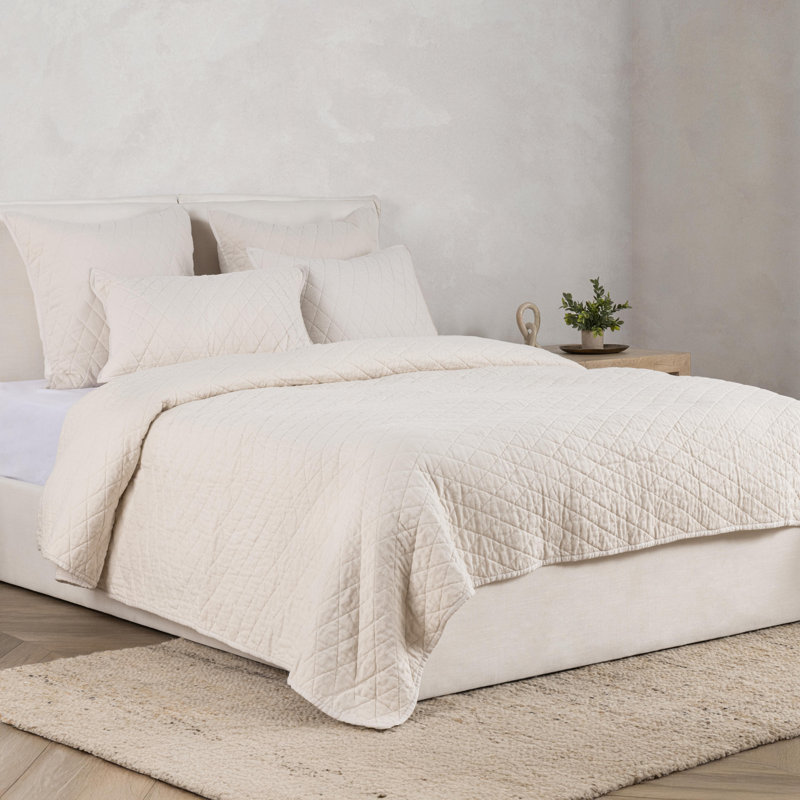 Lana 100% Cotton Queen Quilt in Ivory, Queen Quilt 