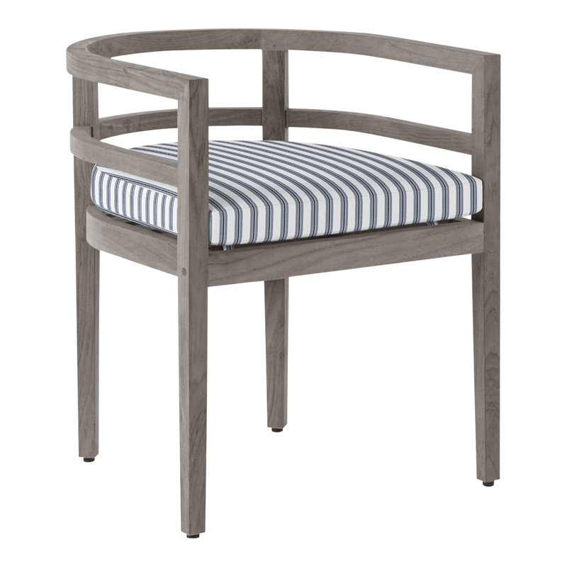 Chaise avec accoudoirs d'extérieur en teck Santa Barbara, Teck naturel, Pas de soudure, Perigold ‑ denim Excel