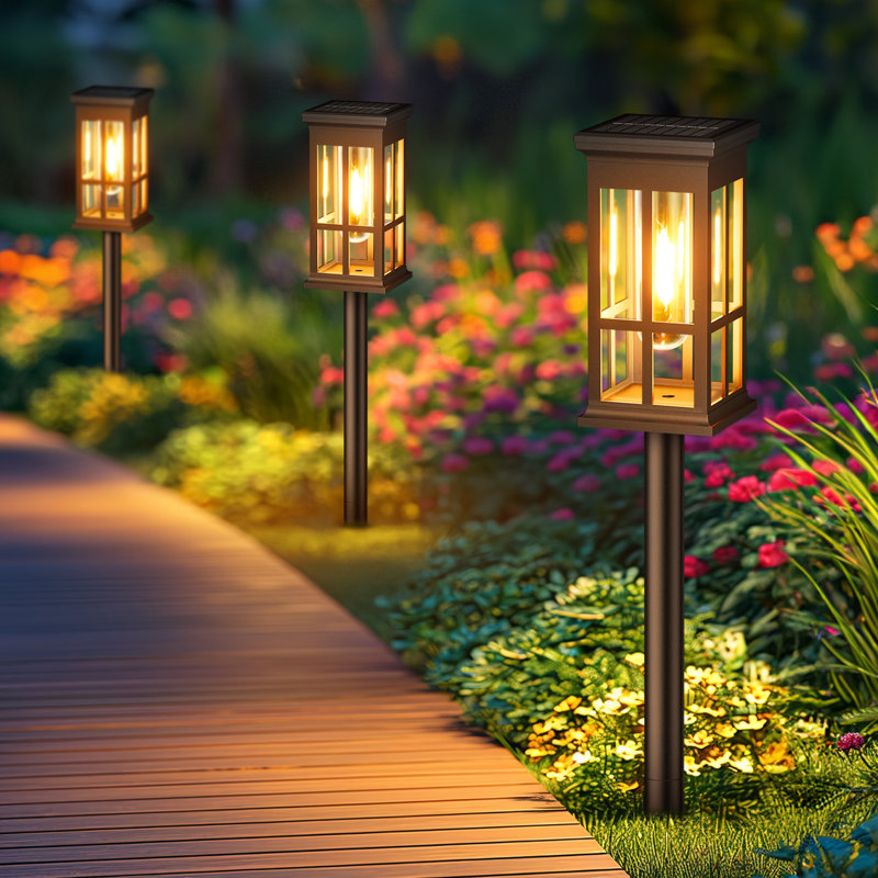 Solar Pathway Lights Outdoor, 4 Pack Upgraded Solar Garden Lights Outdoor Waterproof, Bright Solar Outdoor Landscape Path Lights, Auto On/off Outdoor Solar Lights For Yard Driveway Lawn Walkway