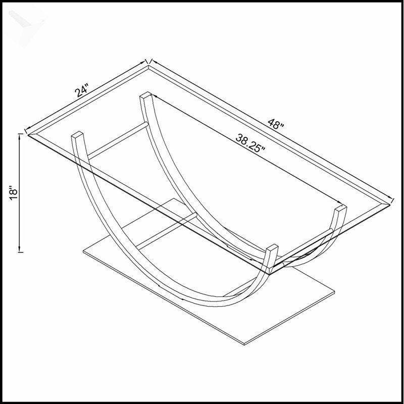 Table basse rectangulaire en U en verre Amelia, design moderne et spacieux pour des espaces de vie élégants.