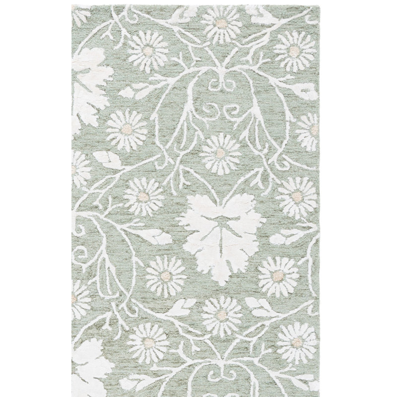 Glamour 610 touffeté à la main 45% laine; 45% viscose; Tapis floral 10% coton, Carré 6 pi