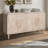 59'' Farmhouse Curved Vintage Storage Sideboard With Large Wooden Handles, Vertical Wood Grain Carving And Adjustable Shelves For Kitchen,Dining Room-1009044801