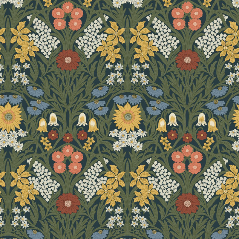 Wild Meadow - Wallpaper, Navy Indigo, Peel & Stick