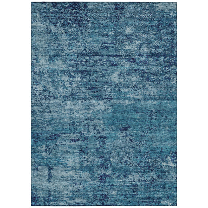 Machine Washable Indoor/Outdoor Xhevrie ACN1723 Denim Rug, Rectangle 8' x 10'