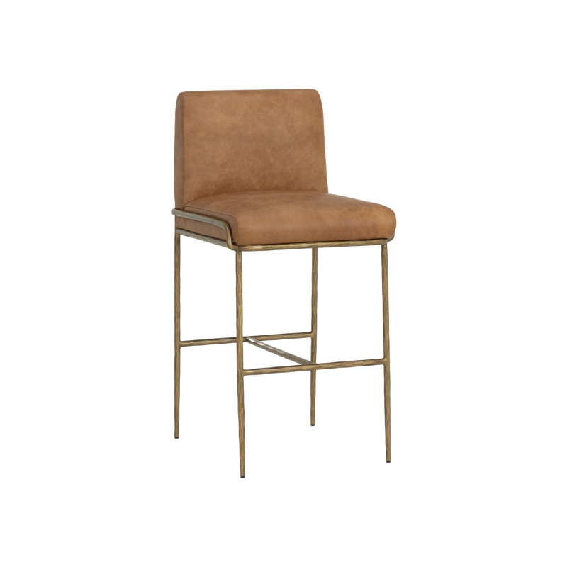 Tabouret LATHAN - Cuir brun clair