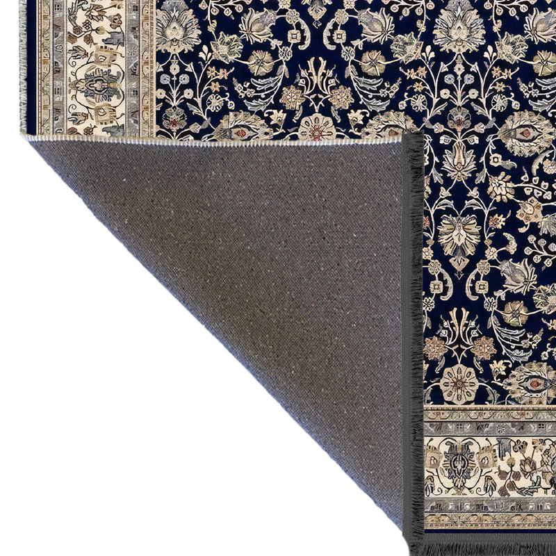 Tapis décoratif multicolore à motif floral et à franges, Tapis de couloir 3 pi 3,37 po x 6 pi 6,74 po