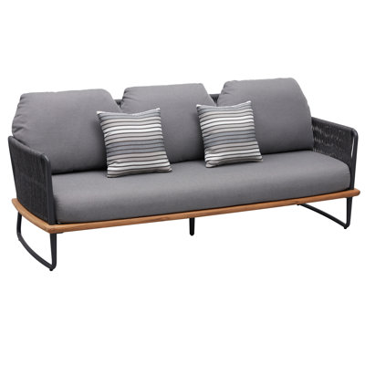 Rodeo 3 - Seater Outdoor Sofa With Gray Cushion, Aluminum Frame Polyester Rope