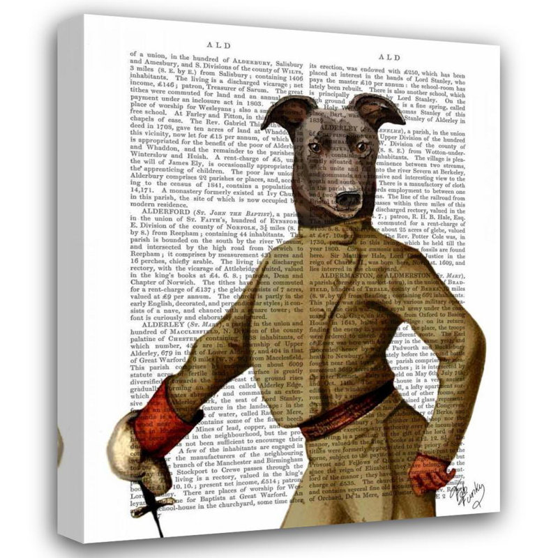 Art graphique sur toile tendue Trinx Fab Funky, titré: Greyhound Fencer Dark Portrait