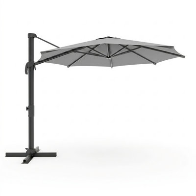 Parasol de patio en porte-à-faux décalé de 10 pi, rotation à 360 ° et inclinaison réglable, cadre en aluminium, pavillon résistant aux rayons UV