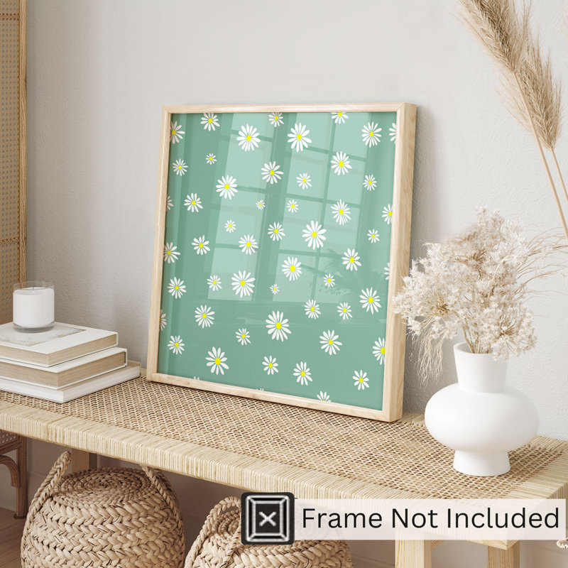 Motif floral de marguerites florales, impression d'art moderne sans cadre, H 12 po x l 12 po
