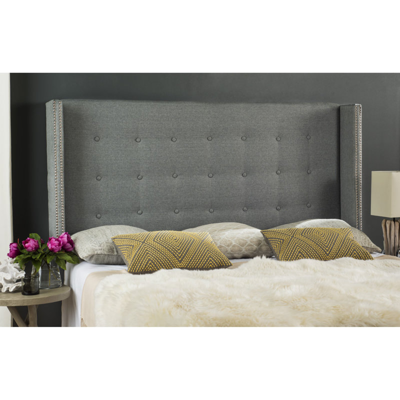 Burch Upholstered Headboard, Queen, Linen Gray