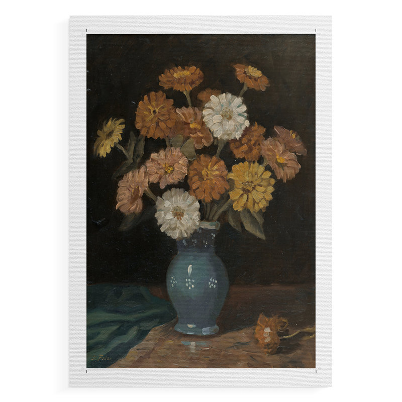 Imprimé floral rétro CCL III - reproduction de toile seulement - non encadrée, H 48 po x l 32 po