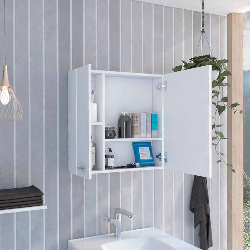 4-Shelf Bathroom Medicine Cabinet With Mirror, White