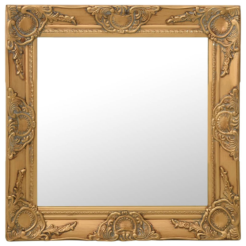 Ginsberg Wood Square Wall Mirror, 50cm H x 50cm W, Gold