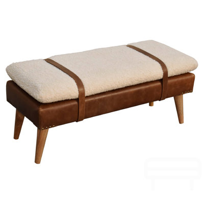 Boucle Buffalo Hide Leather Bench