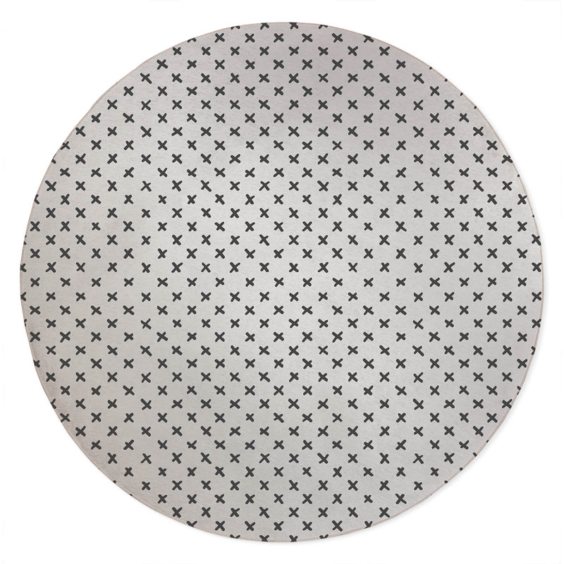 Criss Cross Non-Slip Outdoor Rug, Round 5'