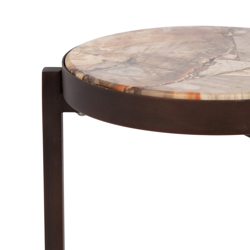 Eveland Round Metal Drink Table, Bronze, Brown