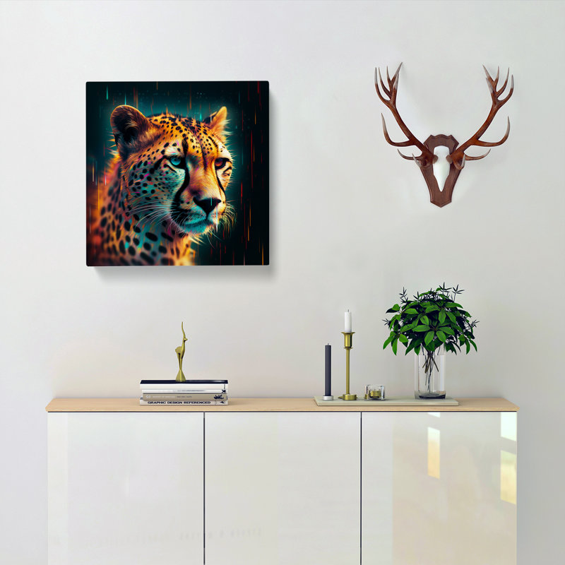 Cheetah Glitch Art No.1 - Print, 50cm H x 50cm W x 3cm D