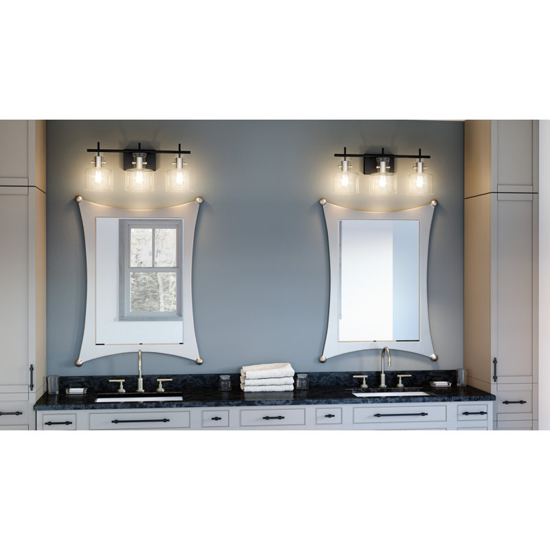 Luminaire de salle de bain Bryton à intensité variable noir mat / chrome / transparent, 3
