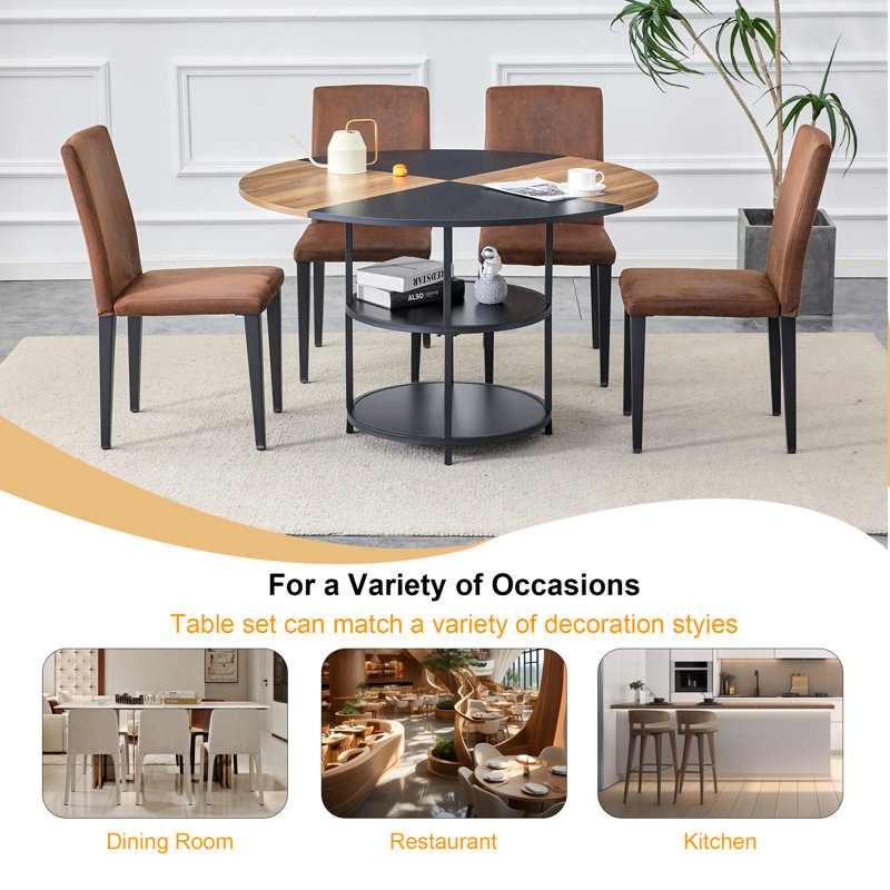 Modern Dining Set with Round Table, 4