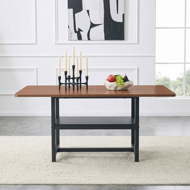 Metal Base Dining Table, Black