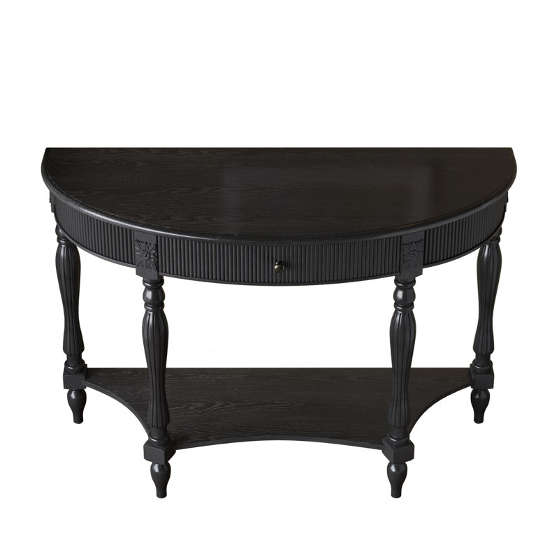 Console Mid-Century avec tablette et tiroir, Noir