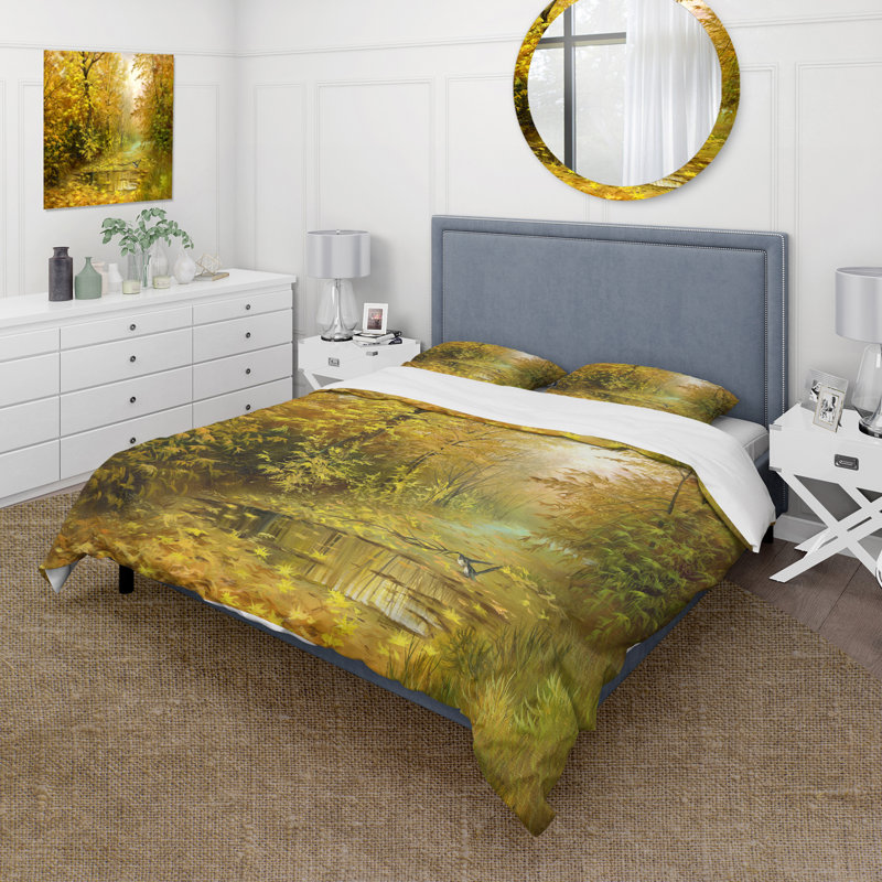 Road In Yellow Woodlands - Ensemble de housse de couette Country - Microfibre de polyester
