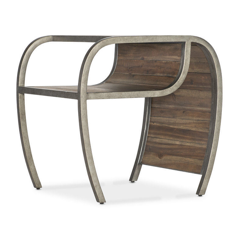 Rustic Brown Wood and Metal Open Ended End Table