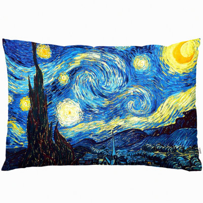 Starry Night Universe Decor Pillow Cover - Van Gogh Art Cushion Case for Sofa Couch Bed - Vivid Star Cloud Lumbar Standard Queen
