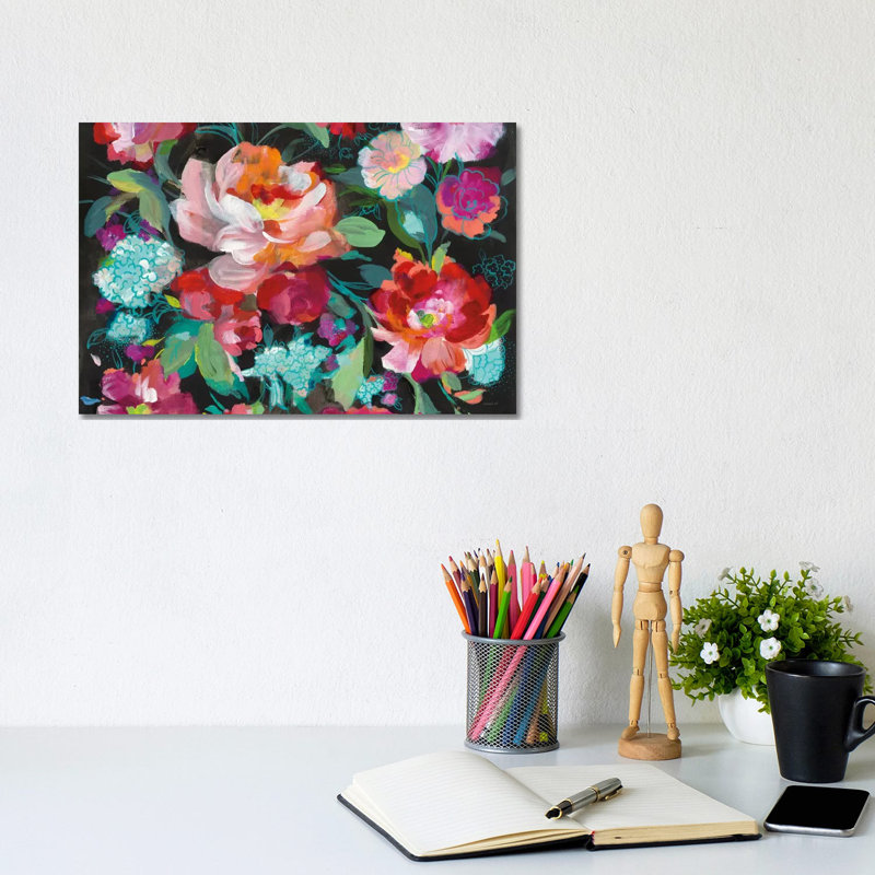 Bright Floral Medley Crop by Danhui Nai - Wrapped Canvas Painting, 20.32 cm H x 30.48 cm W